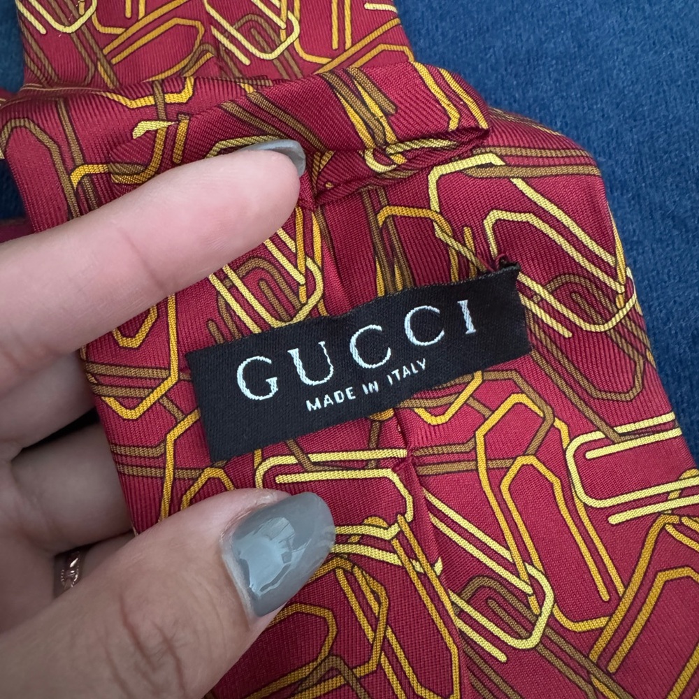 Gucci Men’s 100% Seta Silk Tie Made In Italy - Picture 3 of 8